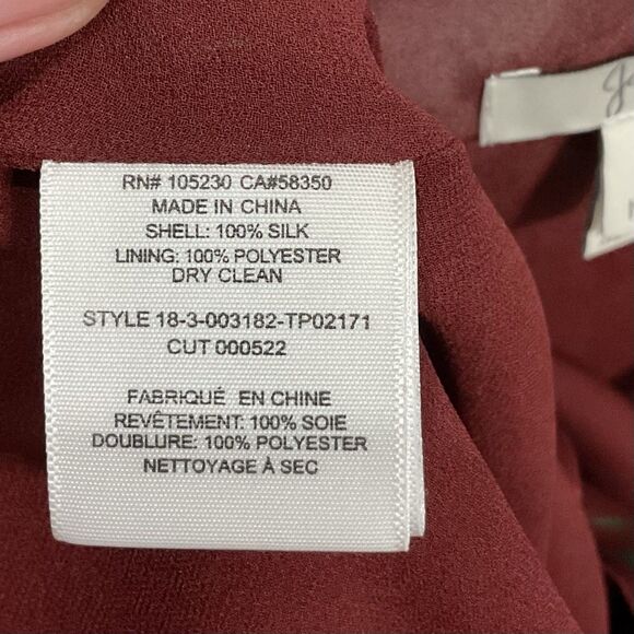 Joie Anevy Floral Silk Blouse Button-front Ruffle Top Cambridge Red Sz M V-Neck - Picture 3 of 5